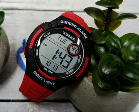 Zegarek Xonix DBH-003 młodzieżowy elektroniczny czerwony 44 mm
