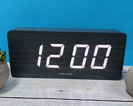 Budzik zegar Karlsson KA5654BK drewniany LED 21x9 cm