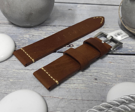 Skórzany pasek do zegarka 22 mm JVD R42303-22 brązowy