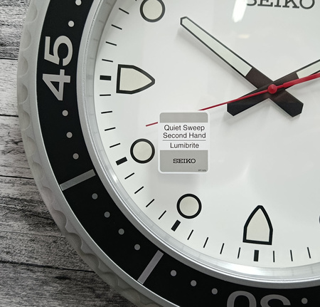 Zegar ścienny SEIKO QXA849A 44 cm aluminiowy srebrny
