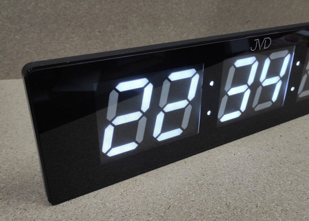 Zegar LED biały JVD DH4813.3 stoper timer, długość 49,5 cm, cyfry 7,5 cm