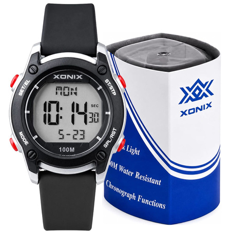 Zegarek Xonix BAZ-007 młodzieżowy elektroniczny czarny srebrny