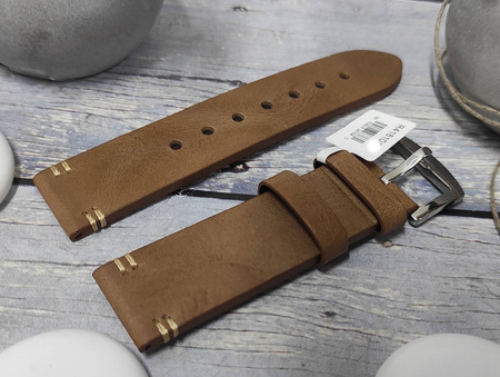 Skórzany pasek do zegarka 20 mm JVD R41810-20 ciemnobeżowy