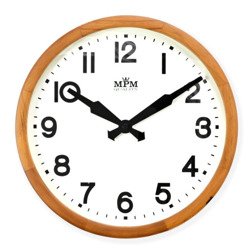 Czytelny drewniany zegar ścienny MPM E07.3661.5000